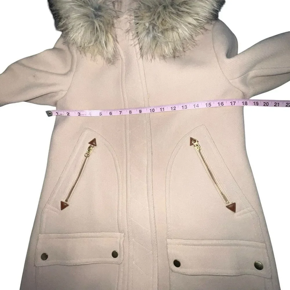 J. Crew Chateau Parka‎ Italian Stadium Cloth Wool Coat Hooded Size 2T Tall Beige - Picture 8 of 14